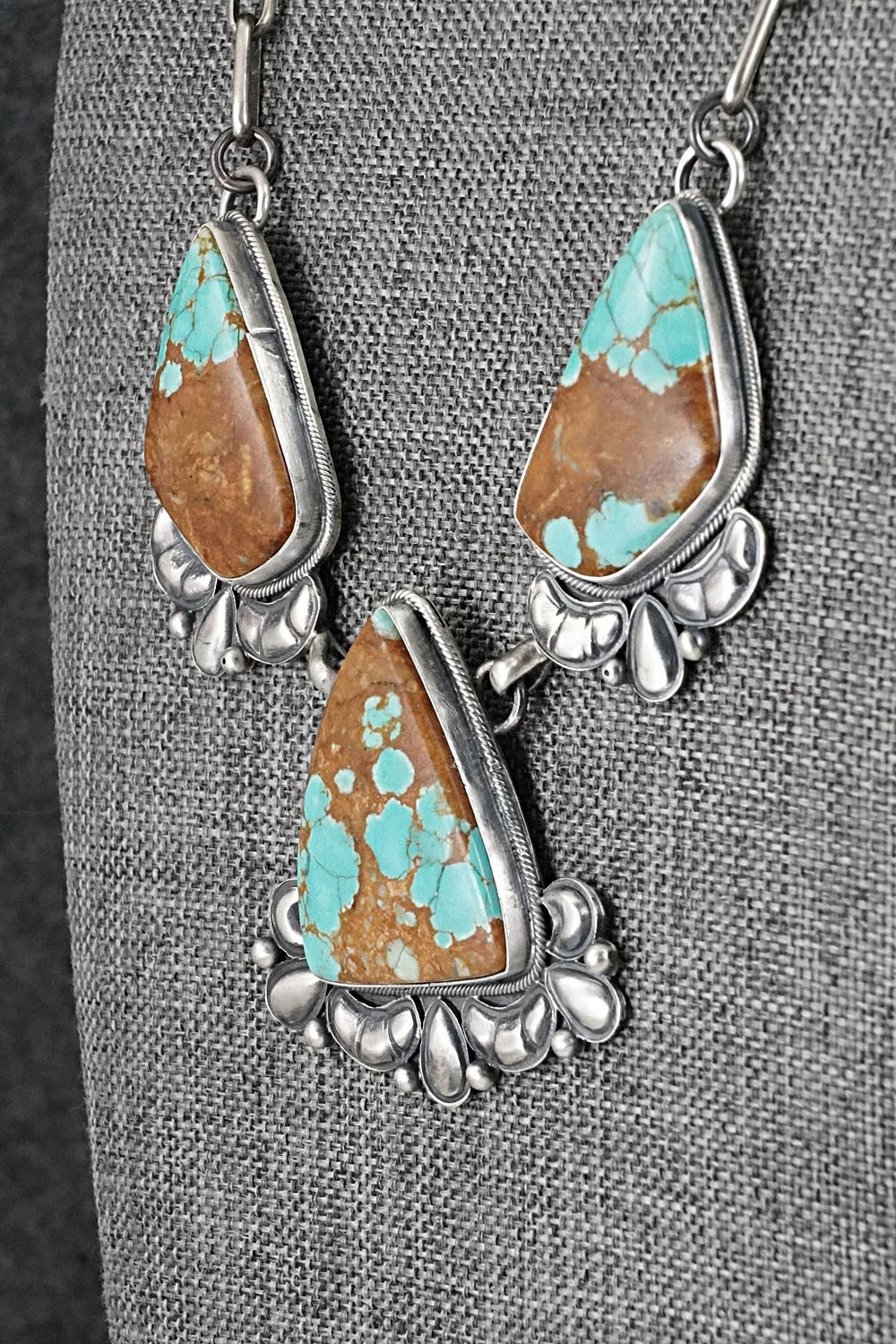 Turquoise & Sterling Silver Necklace and Earrings Set - Paul Livingston