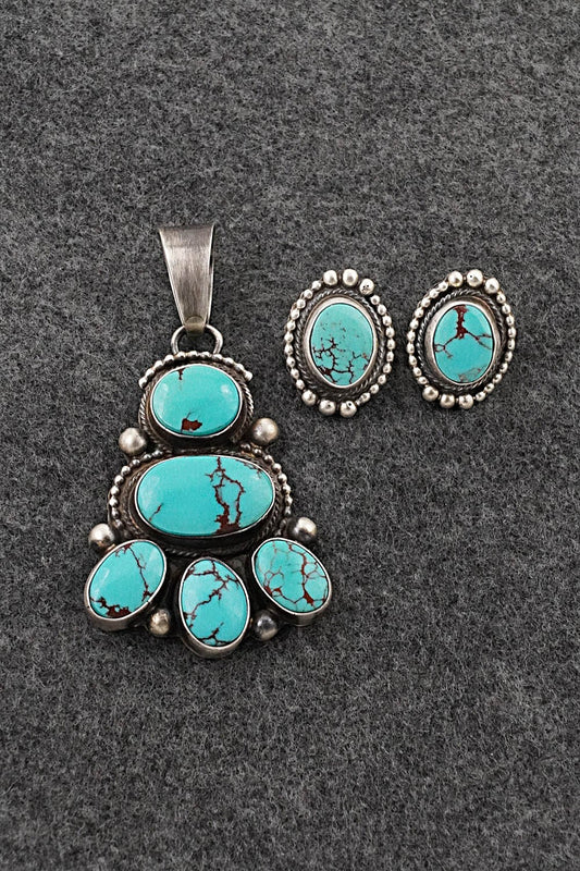 Turquoise & Sterling Silver Pendant and Earrings Set - Kathleen Chavez
