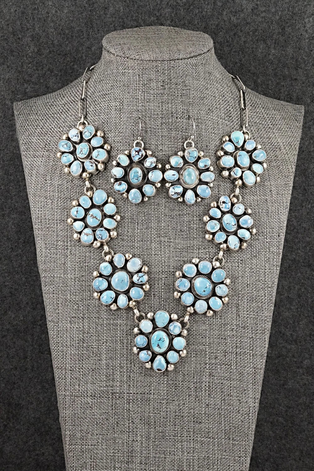 Turquoise & Sterling Silver Necklace and Earrings Set - Kathleen Livingston