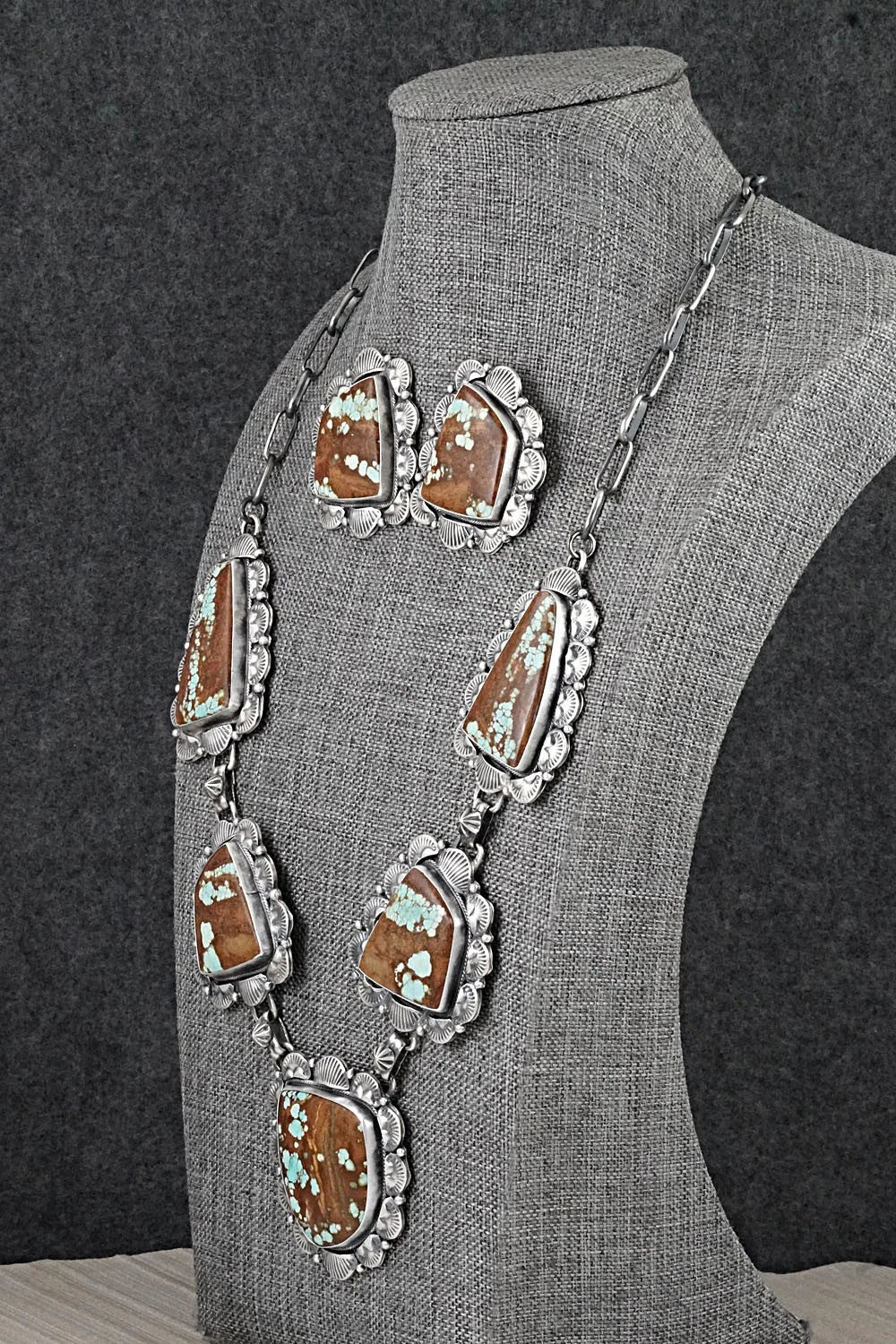 Turquoise & Sterling Silver Necklace and Earrings Set - Bob Becenti