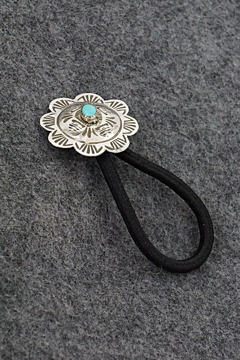 Turquoise & Sterling Silver Hair Tie - Bertha Begay