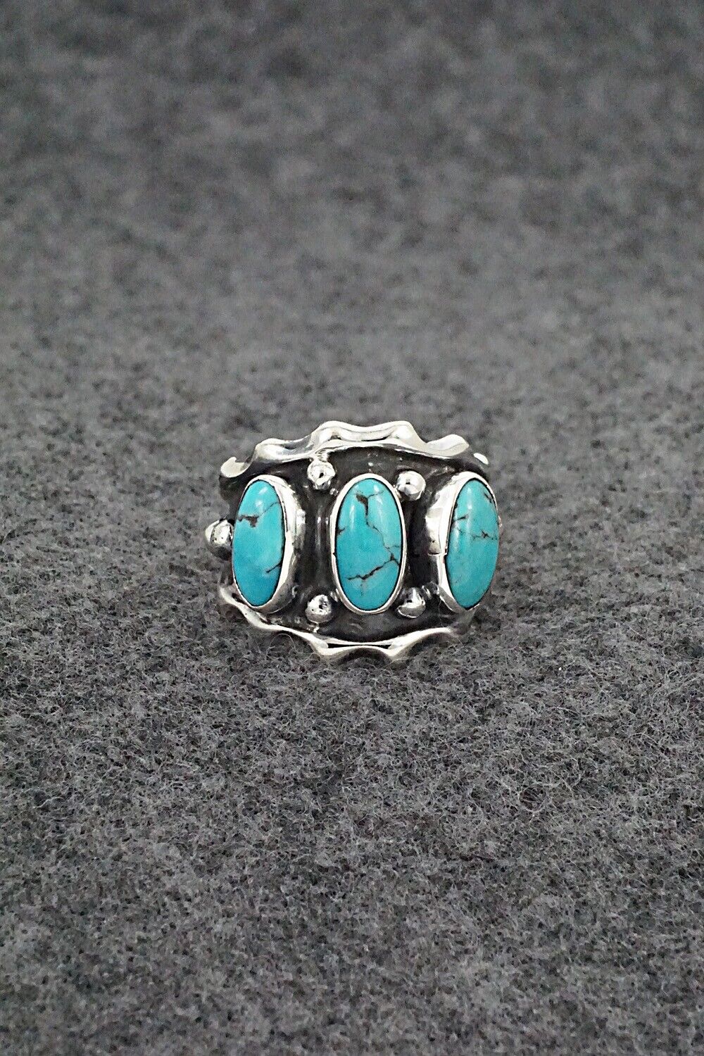 Turquoise & Sterling Silver Ring - Andrew Vandever - Size 7.75