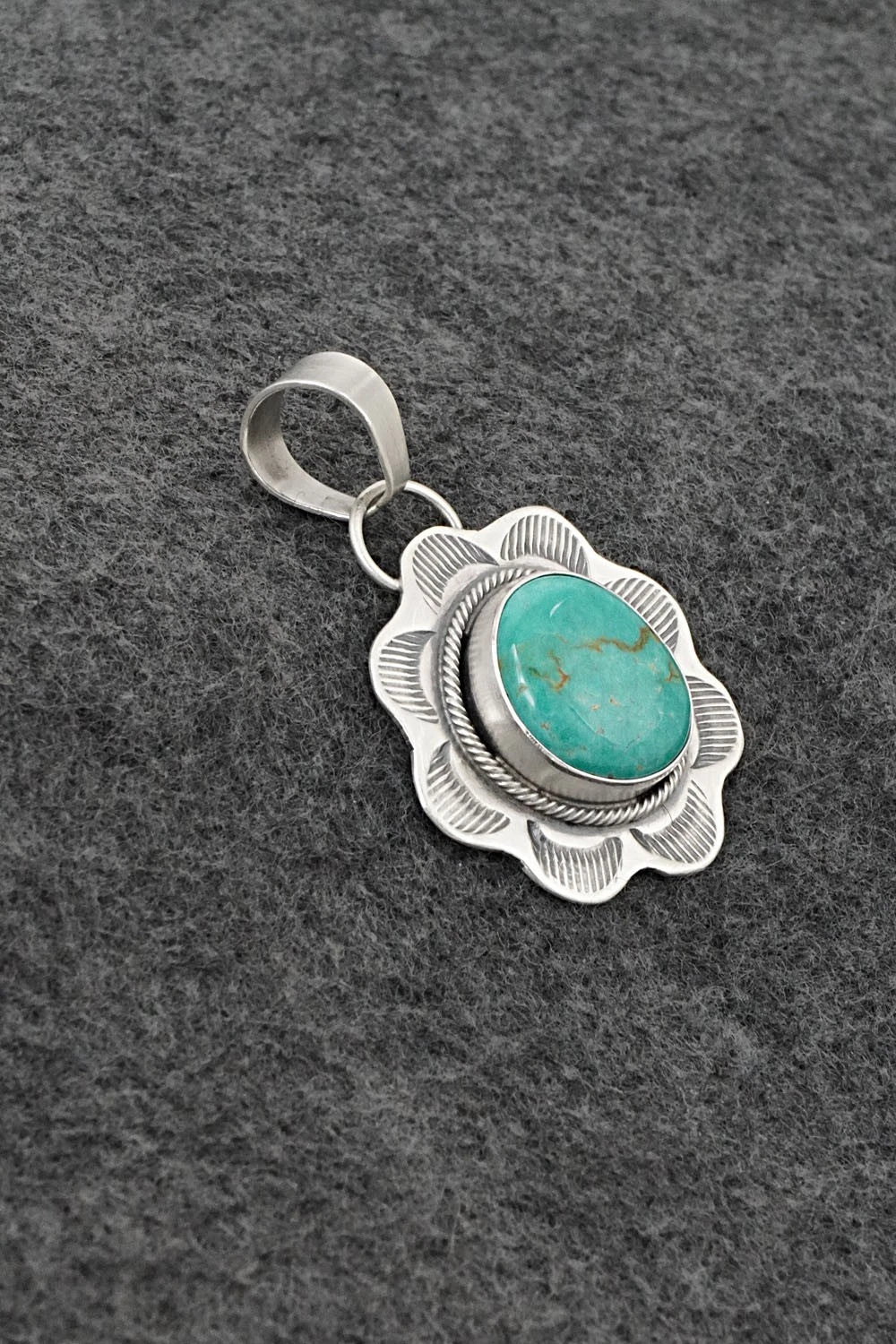 Turquoise & Sterling Silver Pendant - Cordell Platero