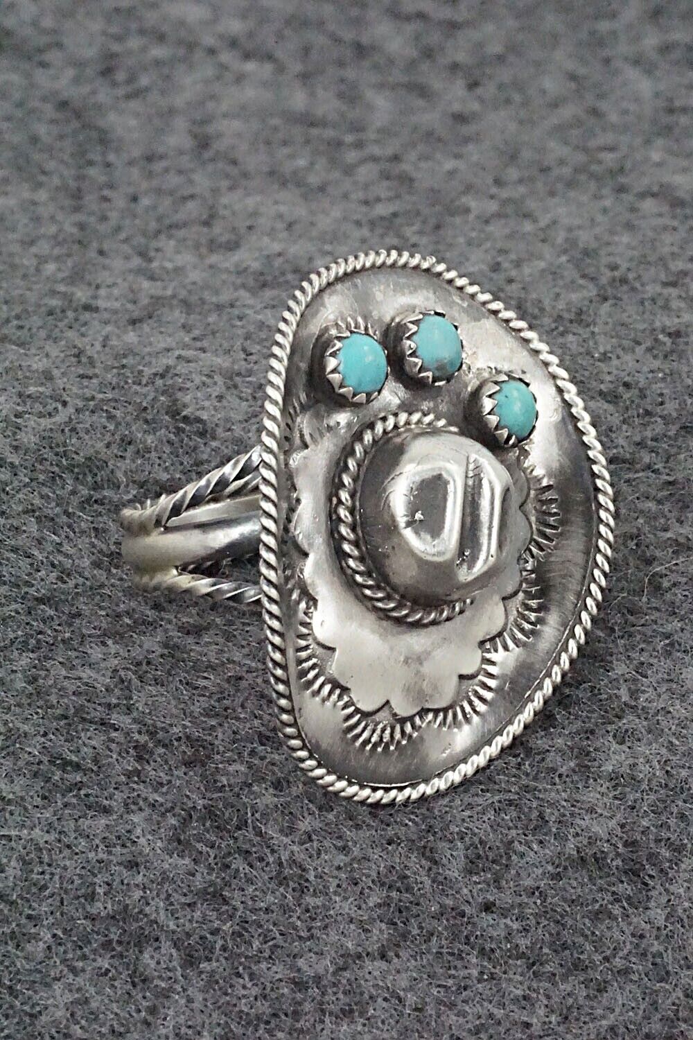 Turquoise & Sterling Silver Ring - Bobby Platero - Size 8.25