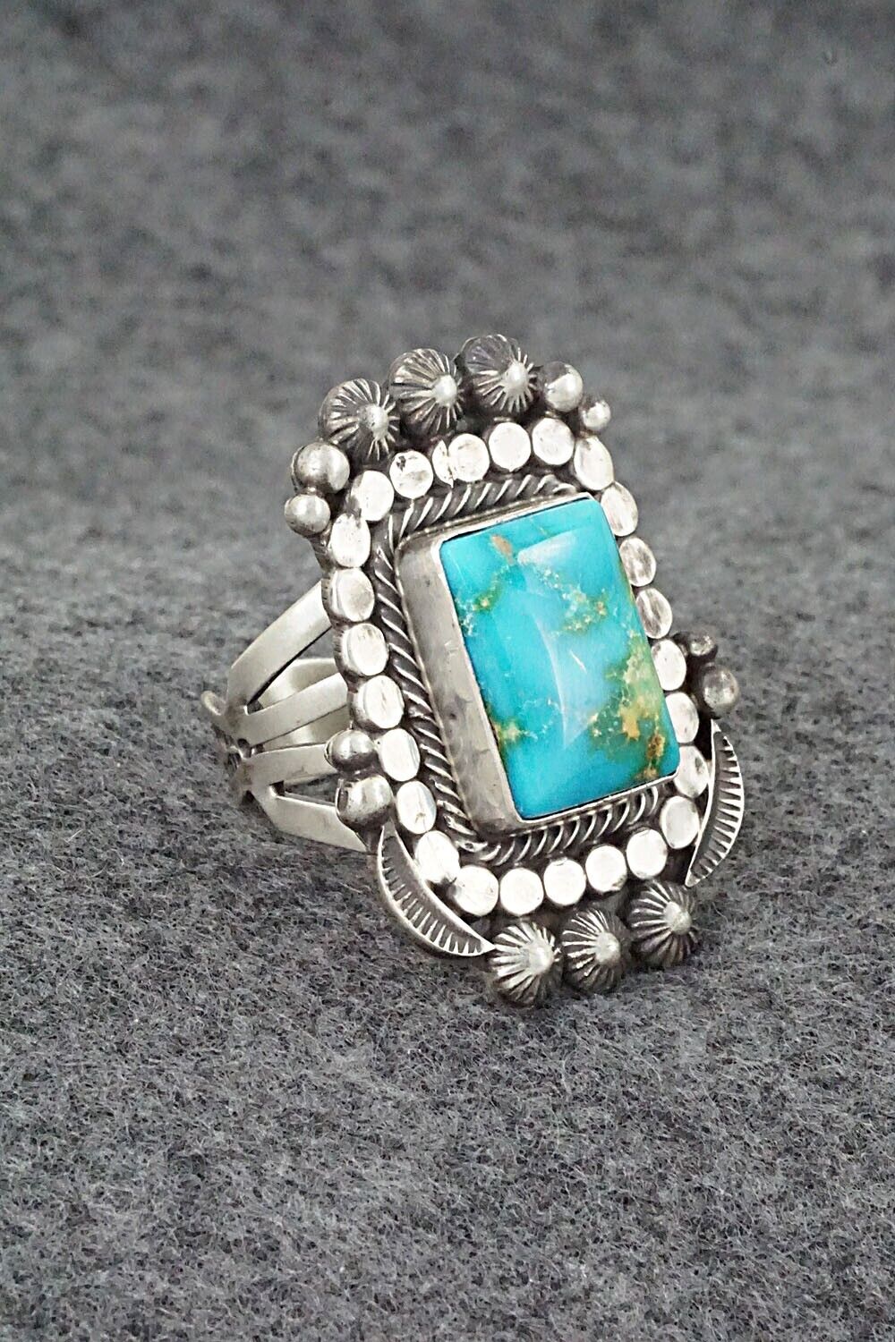 Turquoise & Sterling Silver Ring - Tom Lewis - Size 9