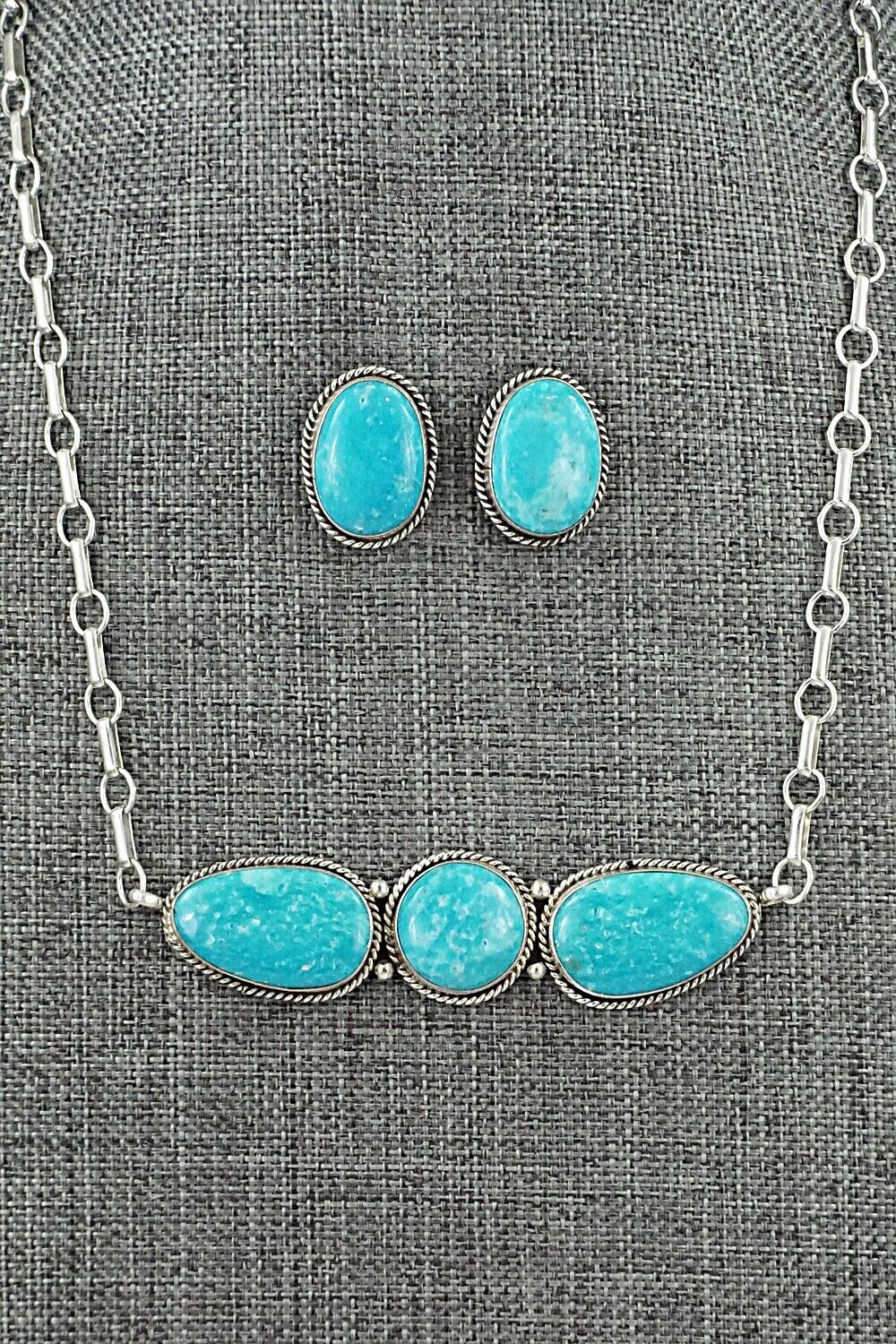 Turquoise & Sterling Silver Necklace and Earrings Set - Rena Begay