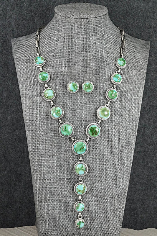 Turquoise & Sterling Silver Necklace and Earrings Set - Darrin Livingston