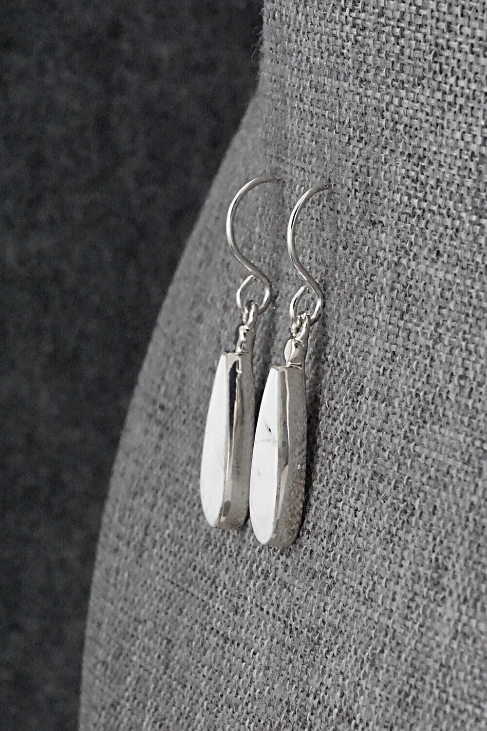 White Buffalo & Sterling Silver Earrings - Kenneth Bitsie