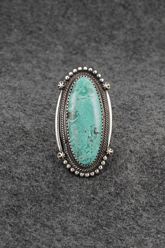 Turquoise & Sterling Silver Ring - Leslie Nez - Size 10