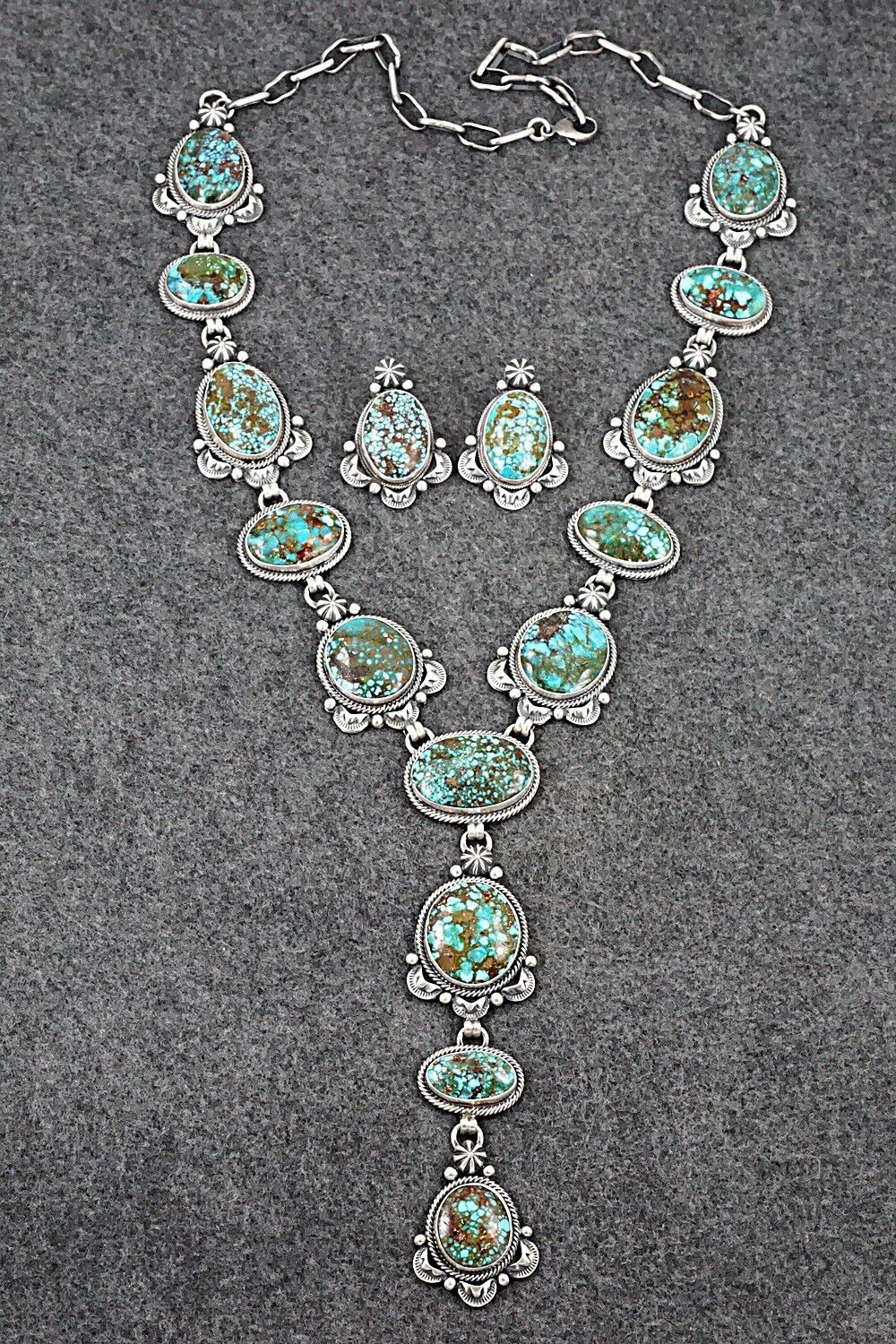 Turquoise & Sterling Silver Necklace and Earrings Set - Randy Boyd