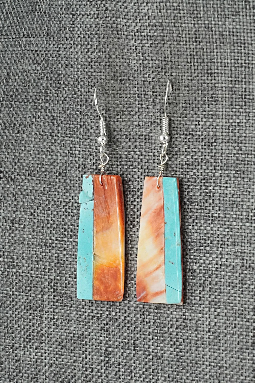 Spiny Oyster, Turquoise & Sterling Silver Earrings - Louise Pete