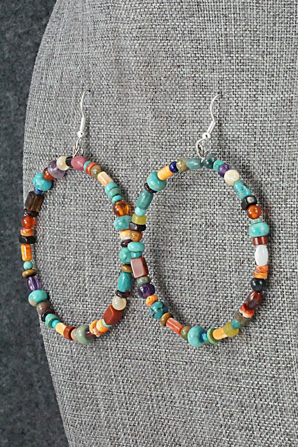Multi-Stone & Sterling Silver Earrings - Helen Tsosie