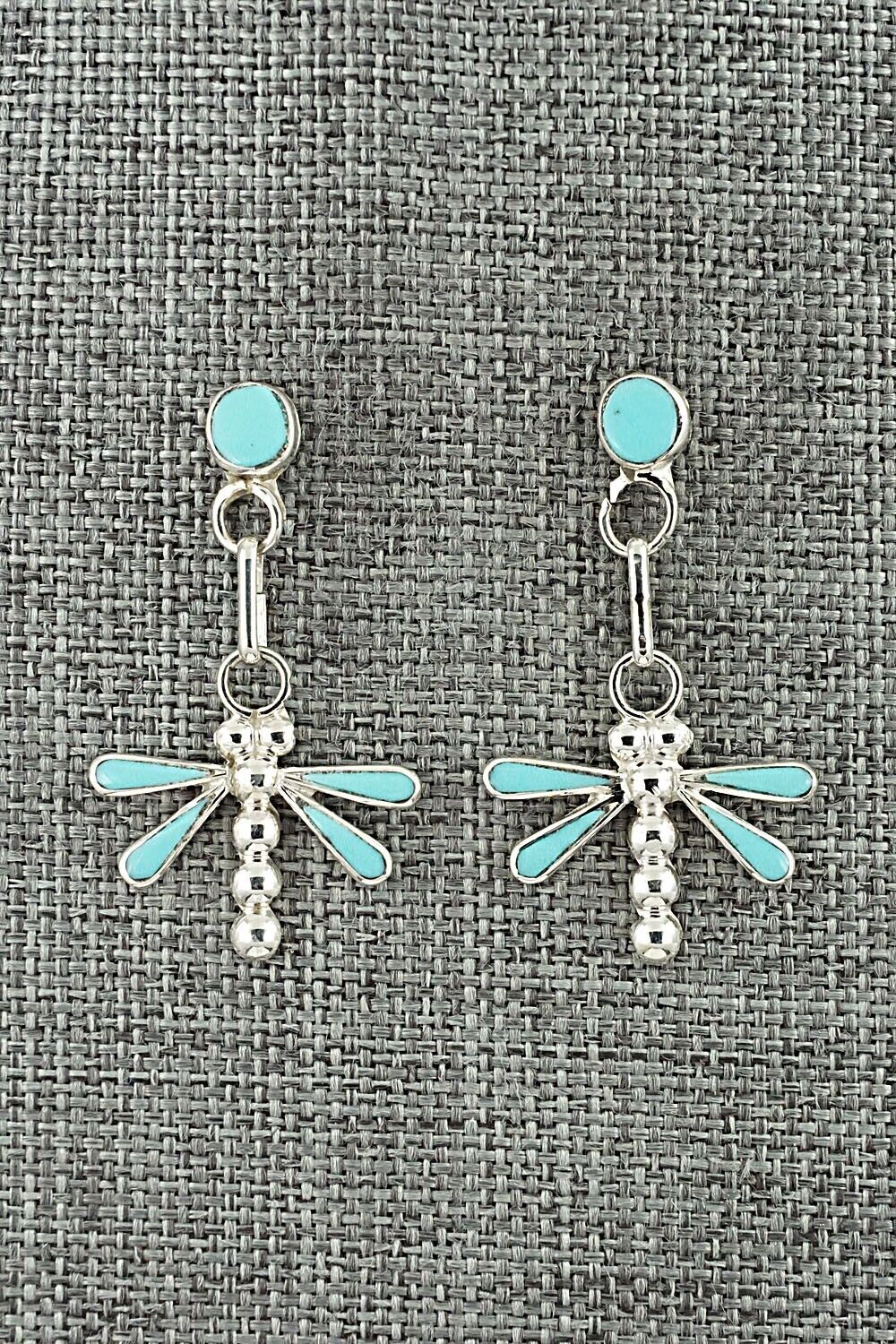Turquoise & Sterling Silver Earrings - Erlene Edaakie
