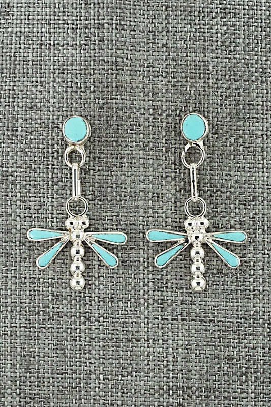Turquoise & Sterling Silver Earrings - Erlene Edaakie