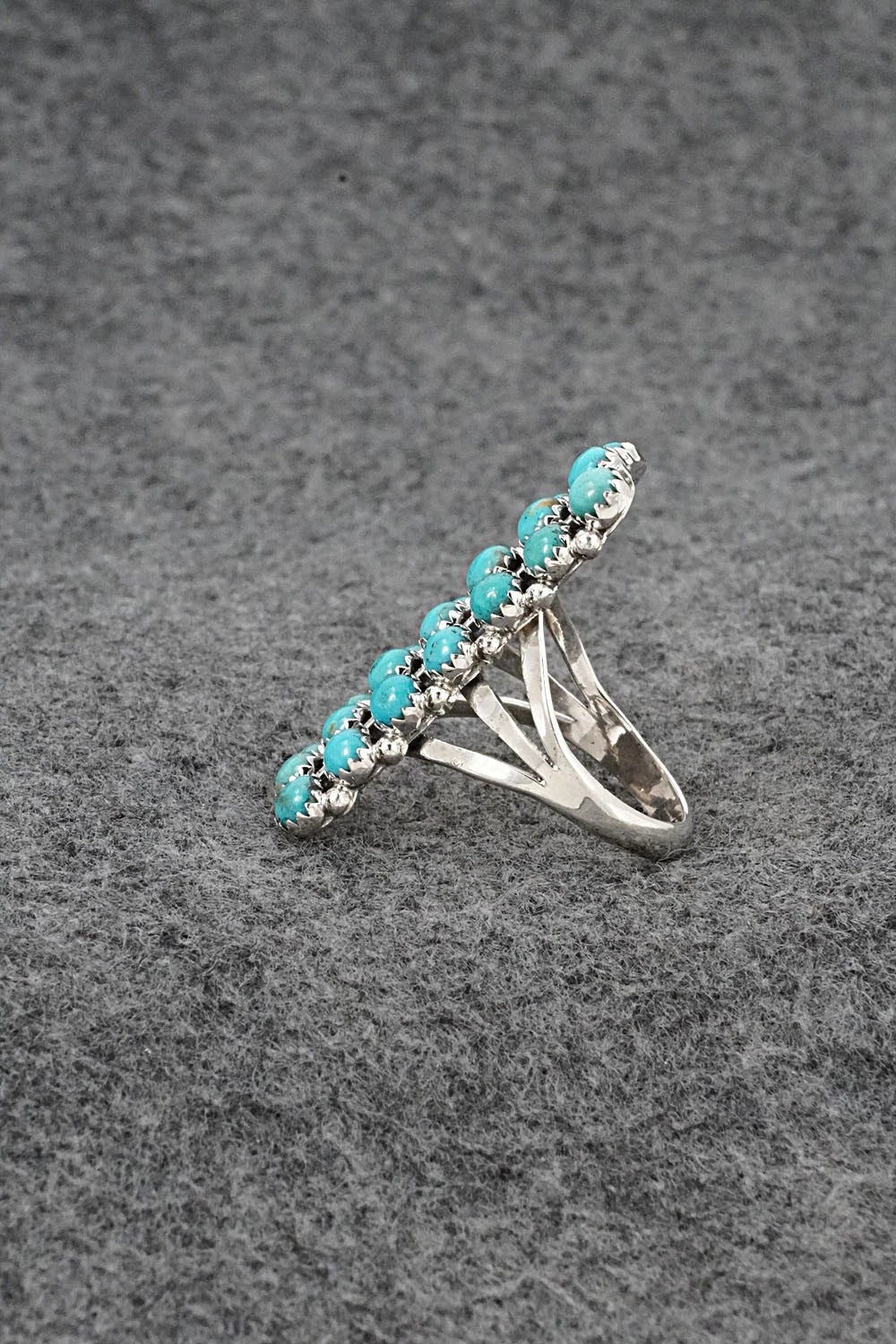 Turquoise & Sterling Silver Ring - Kenny Lonjose - Size 9