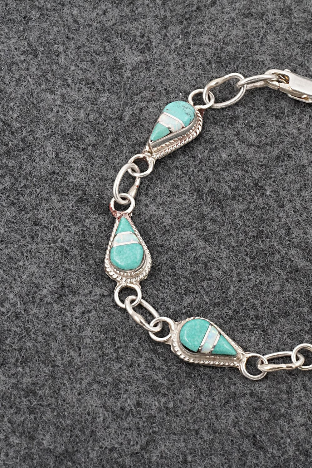 Turquoise, Opalite & Sterling Silver Link Bracelet - Terrance Panteah