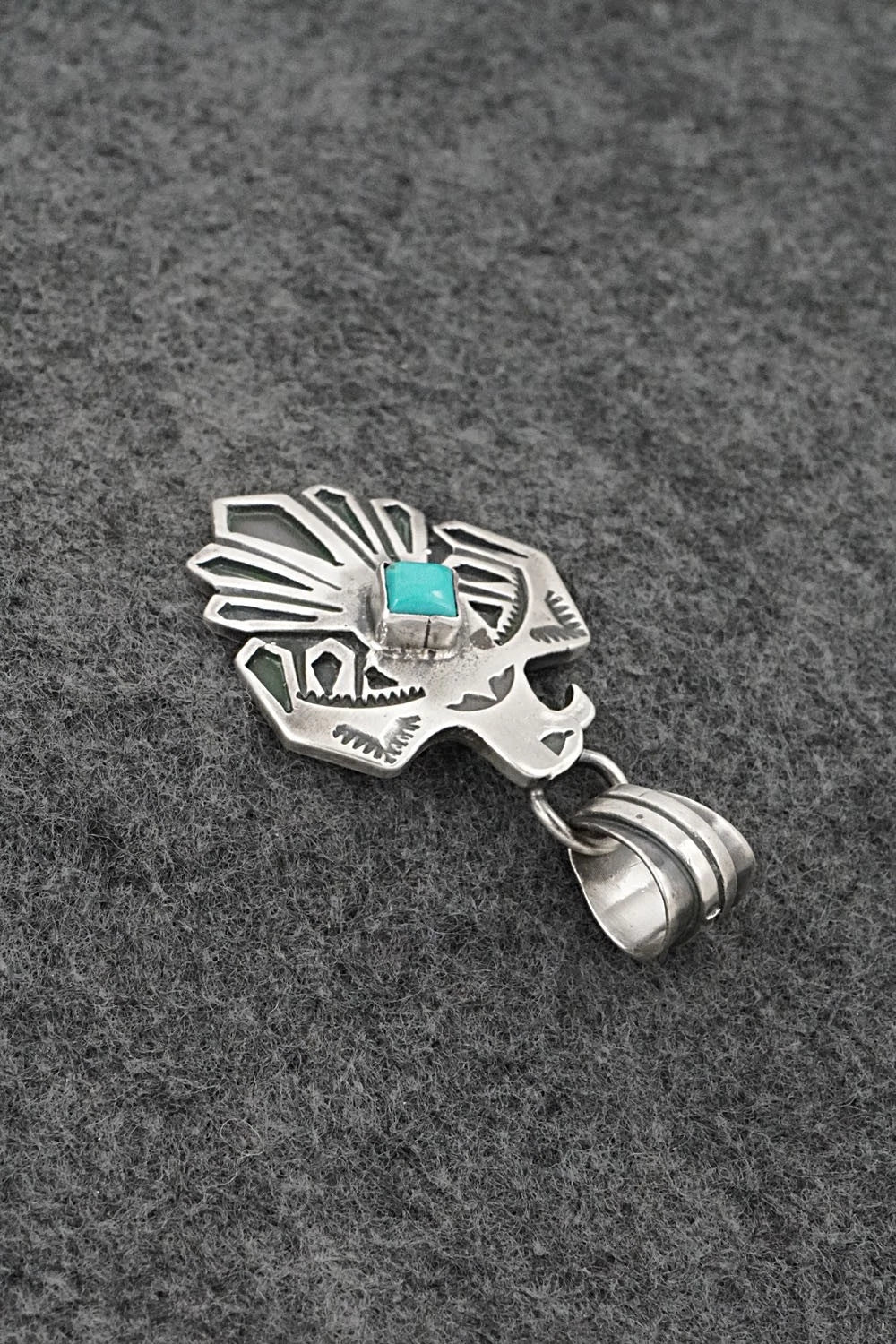 Turquoise & Sterling Silver Pendant - Jerold Joe