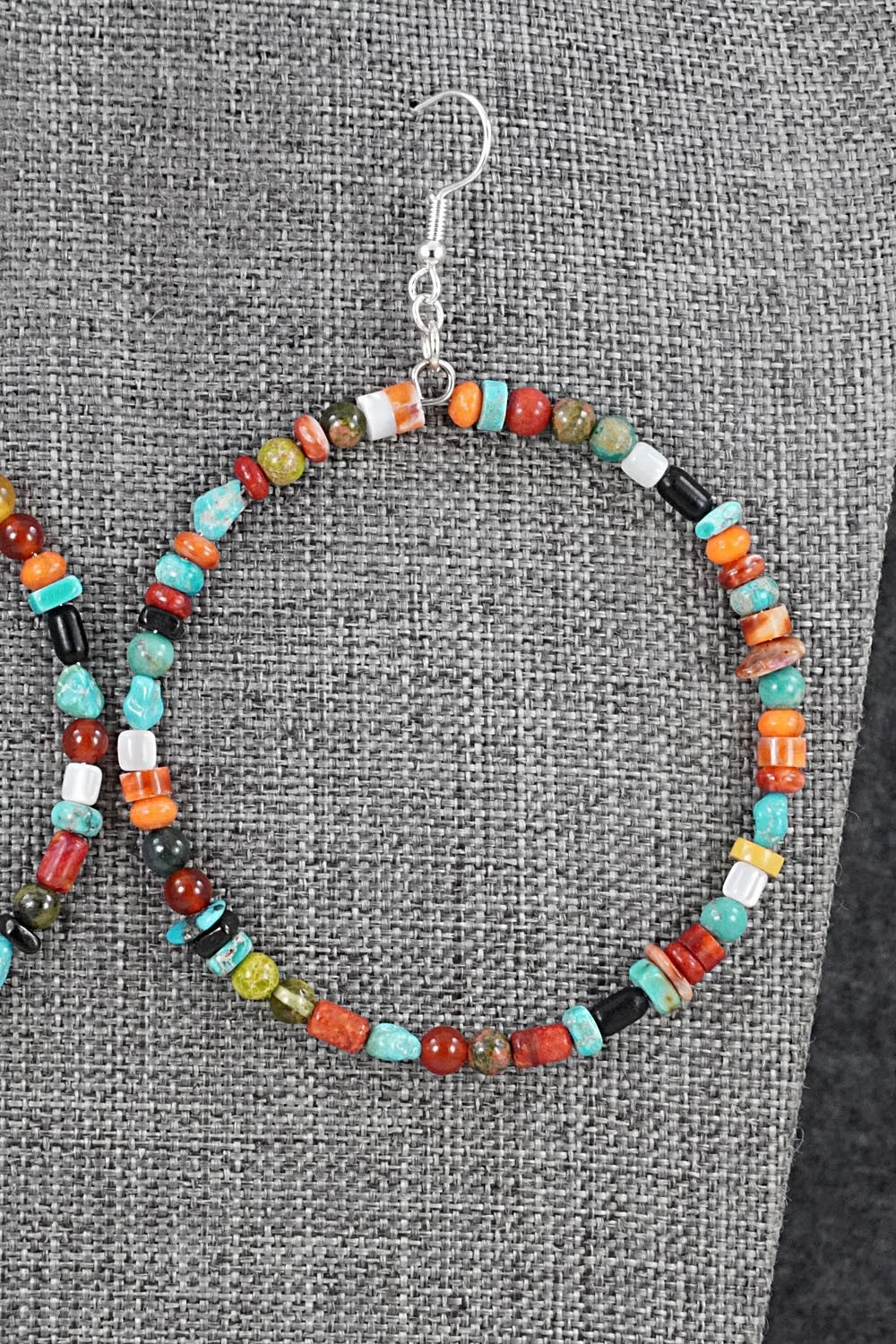 Multi-Stone & Sterling Silver Earrings - Helen Tsosie