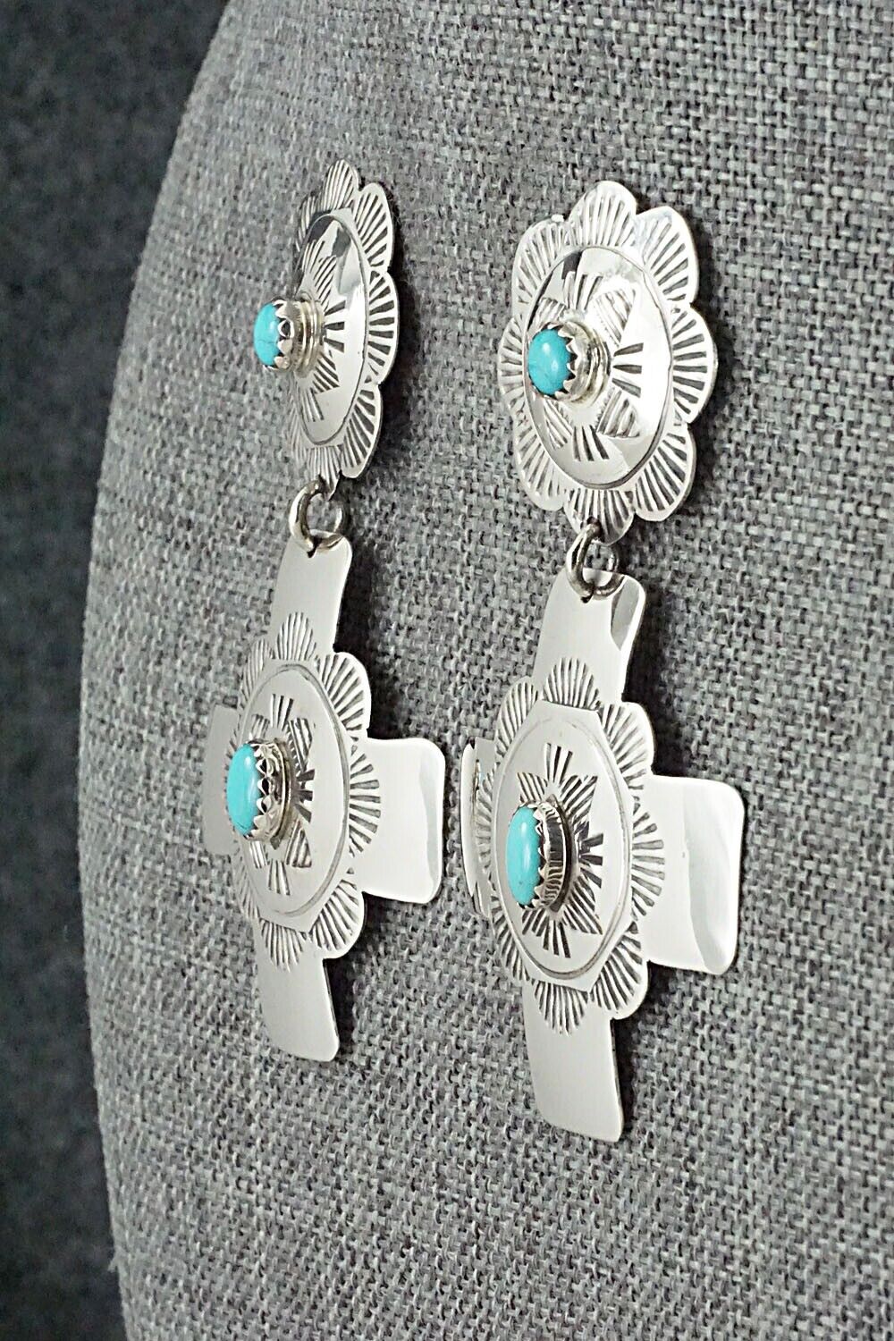 Turquoise and Sterling Silver Earrings - Bertha Begay