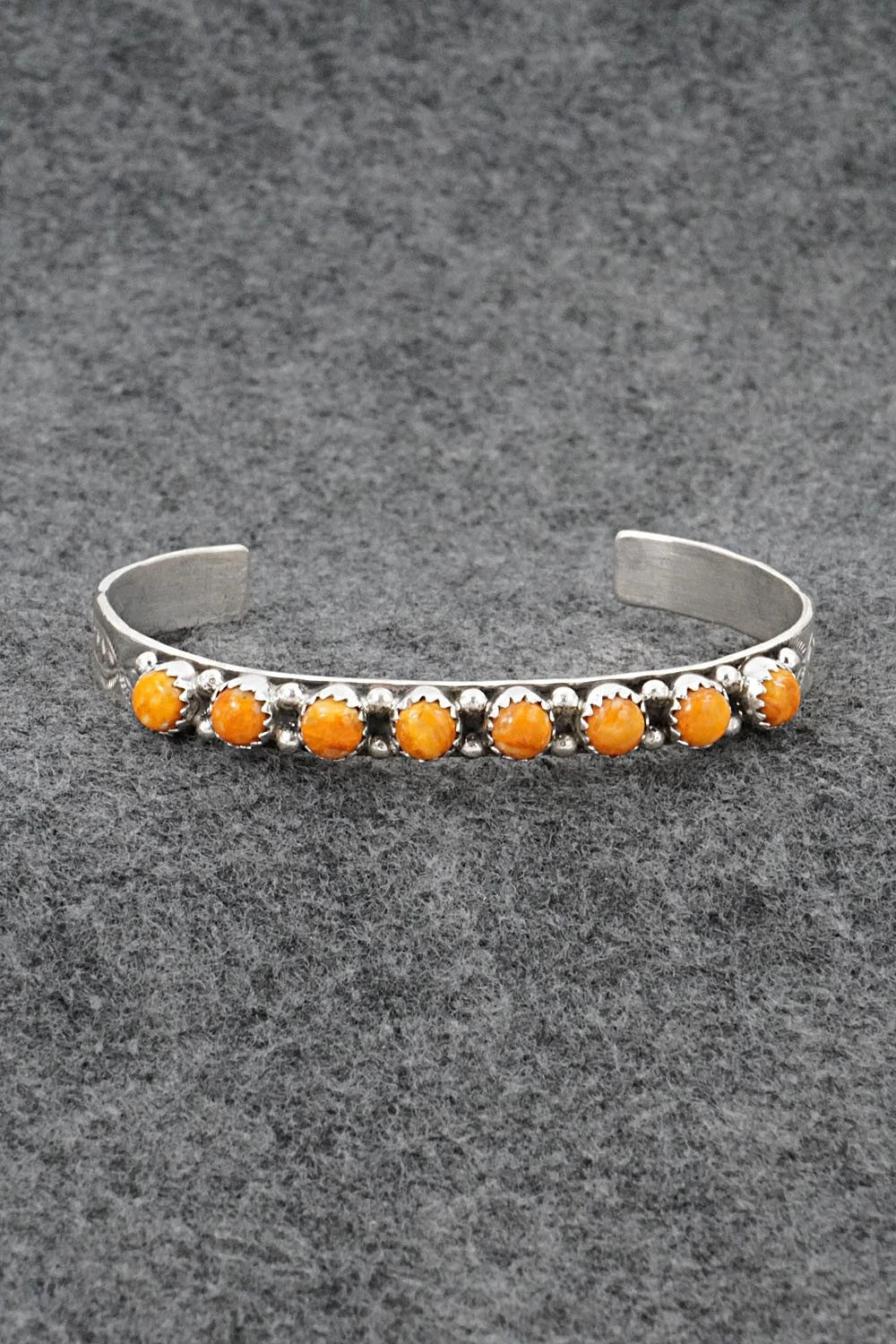 Spiny Oyster & Sterling Silver Bracelet - Gaynell Parker