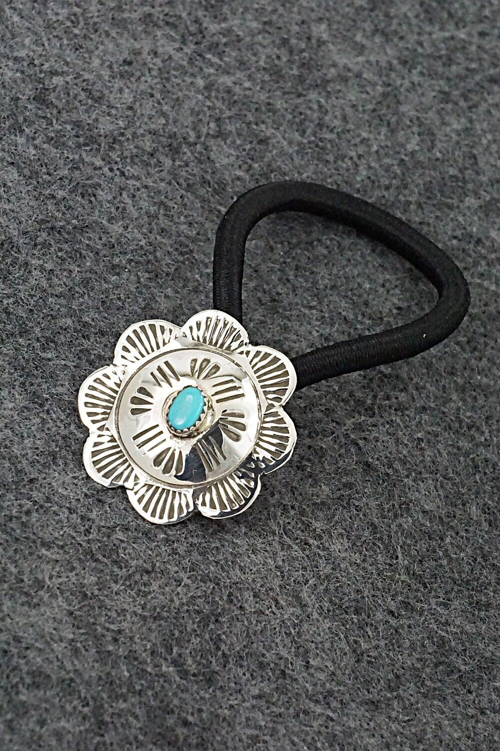 Turquoise & Sterling Silver Hair Tie - Bertha Begay