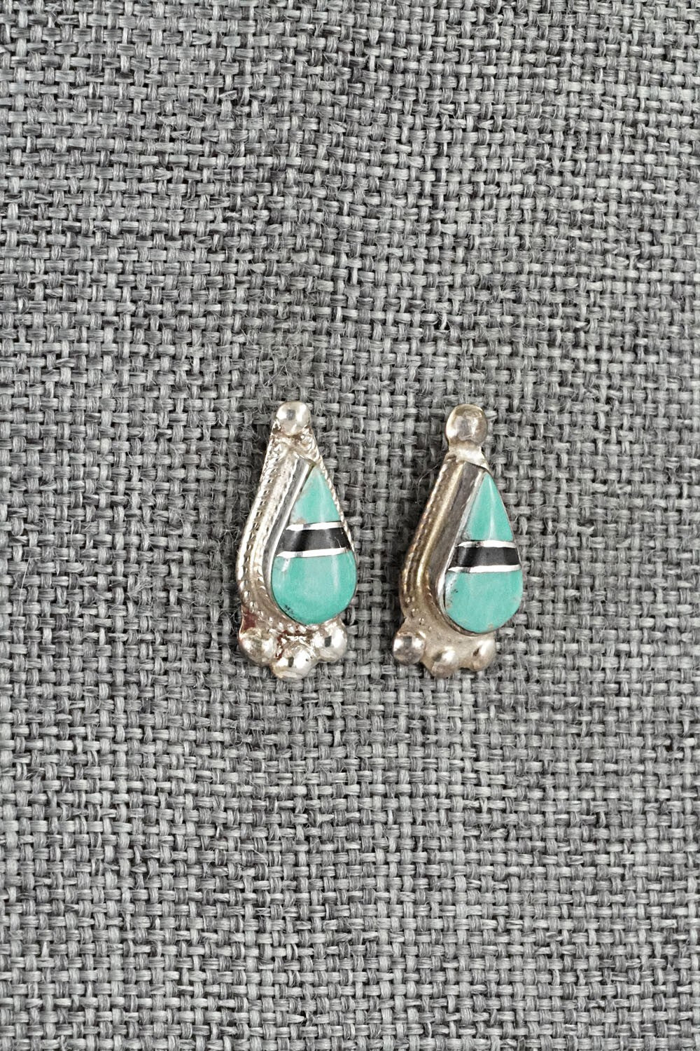 Turquoise, Onyx & Sterling Silver Earrings - Terrance Panteah
