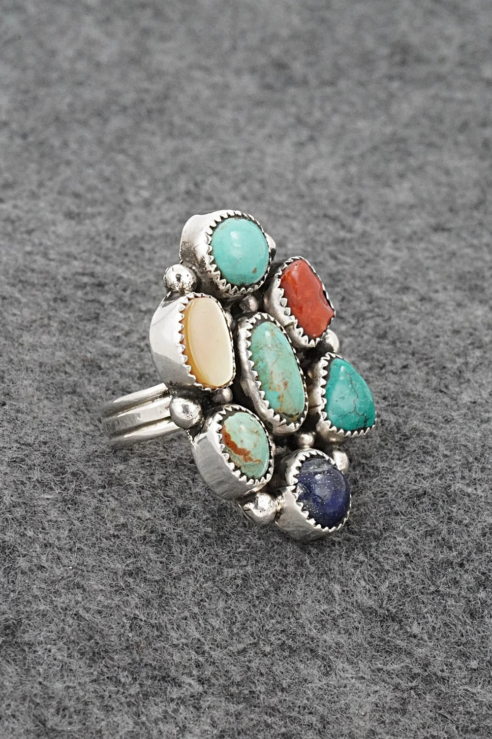 Multi-Stone & Sterling Silver Ring - Priscilla Reeder - Size 9.5