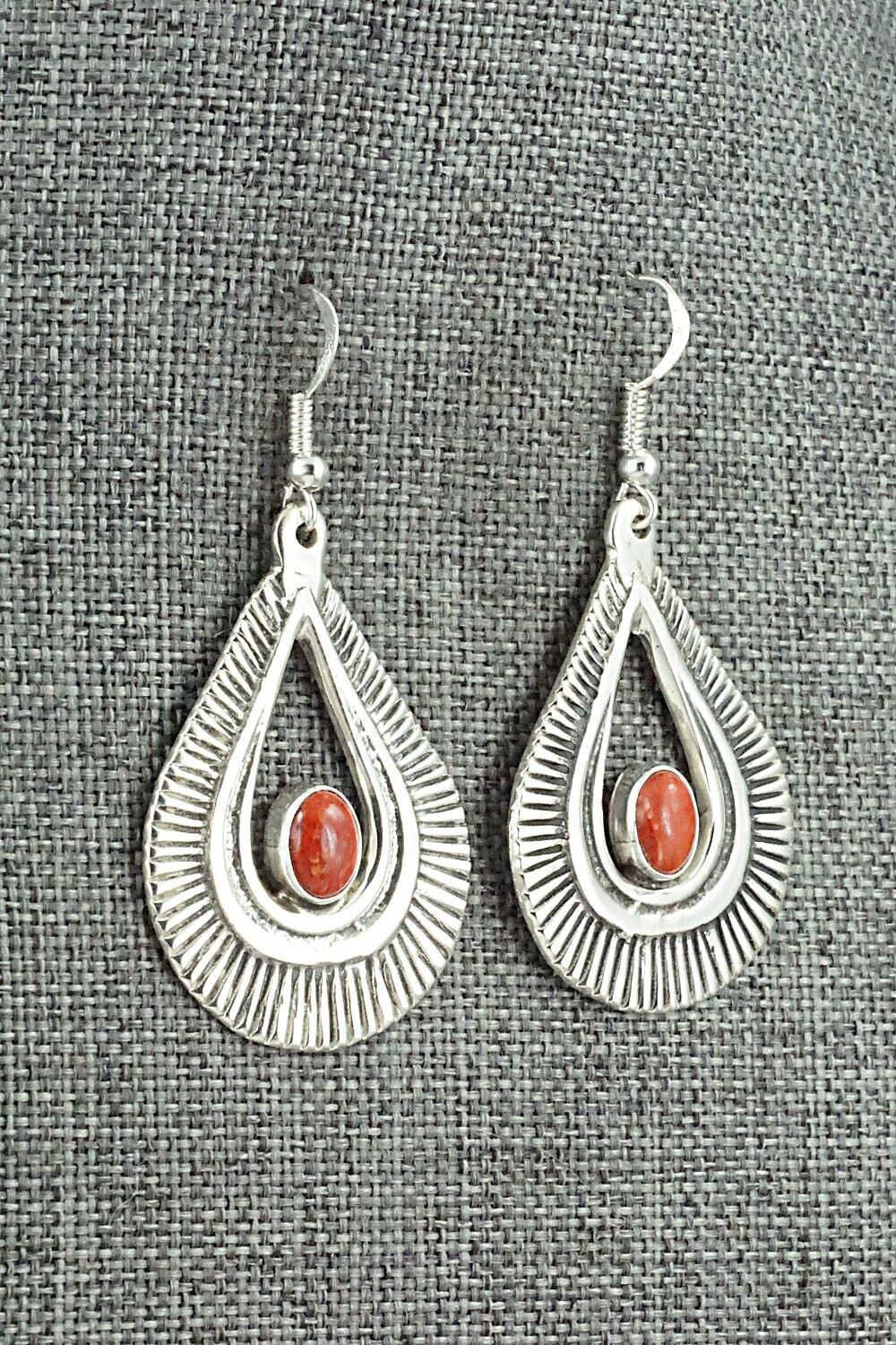 Coral and Sterling Silver Earrings - Veronica Kee