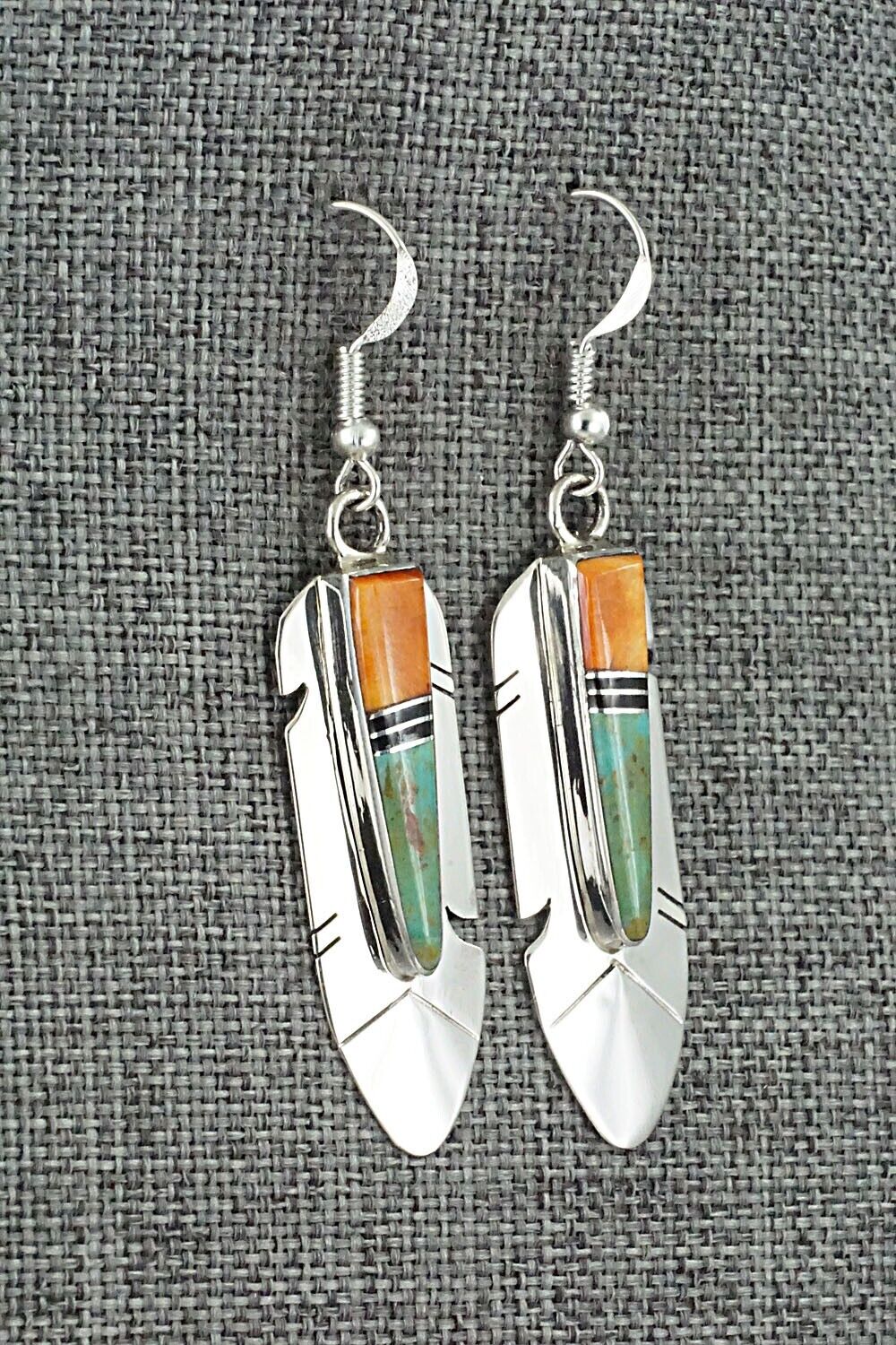 Multi-Stone & Sterling Silver Inlay Earrings - Marilyn Yazzie