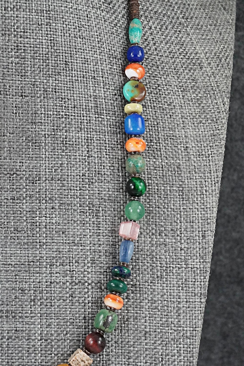 Multi-Stone & Sterling Silver Necklace 18"- Helen Tsosie