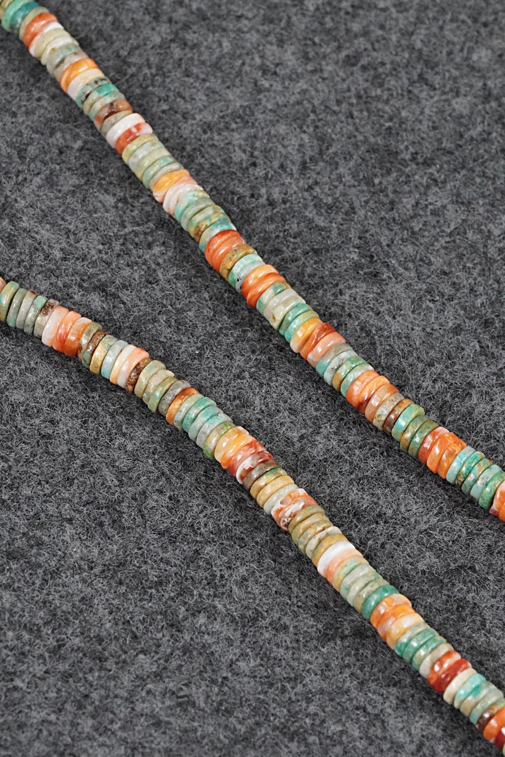 Turquoise, Spiny Oyster & Sterling Silver Necklace 17" - Doreen Jake