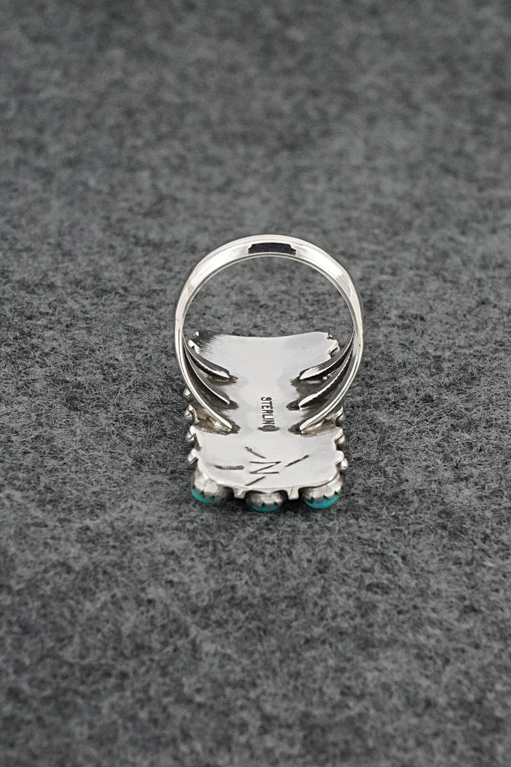 Turquoise & Sterling Silver Ring - Kenny Lonjose - Size 6.75