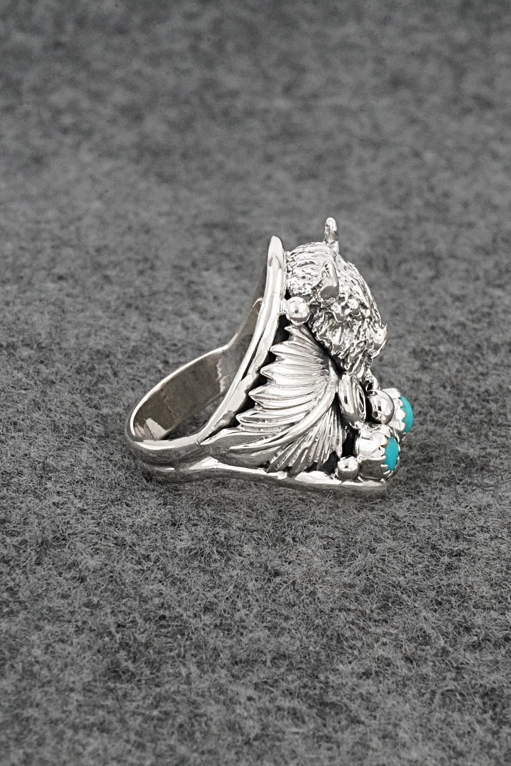 Turquoise & Sterling Silver Ring - Darrell Morgan - Size 9.5