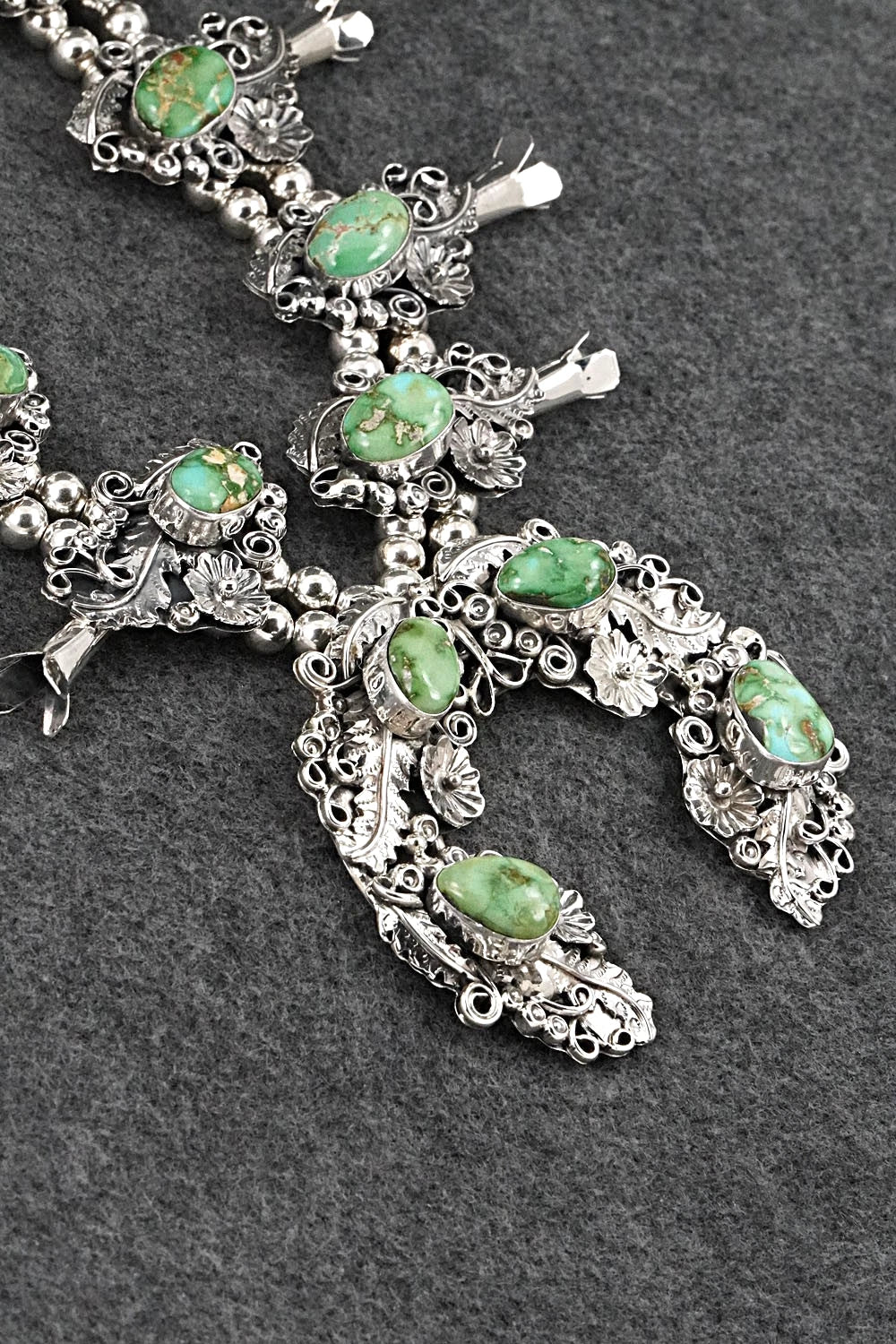 Turquoise & Sterling Silver Squash Blossom Set - Harry B. Yazzie