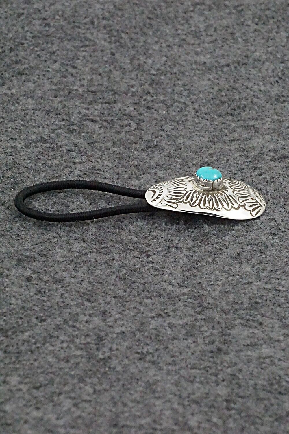 Turquoise & Sterling Silver Hair Tie - Shirley Skeets