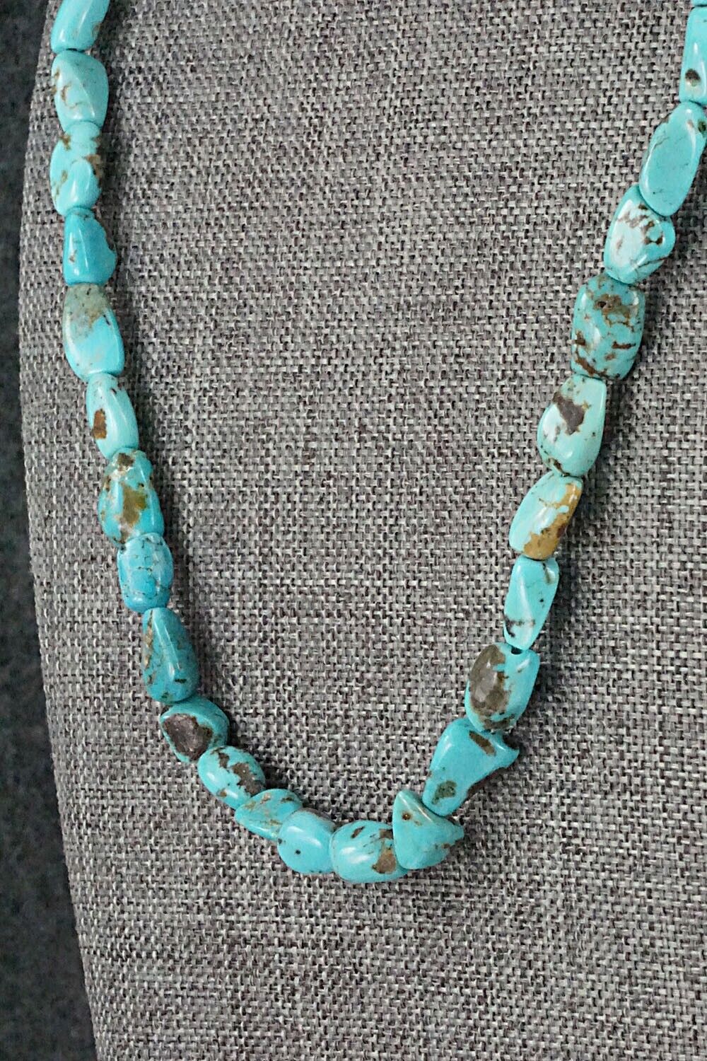 Turquoise & Sterling Silver Necklace 49" - Doreen Jake