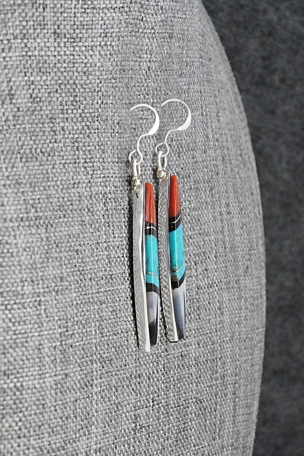 Multi-Stone Inlay & Sterling Silver Earrings - Cleo Kallestewa