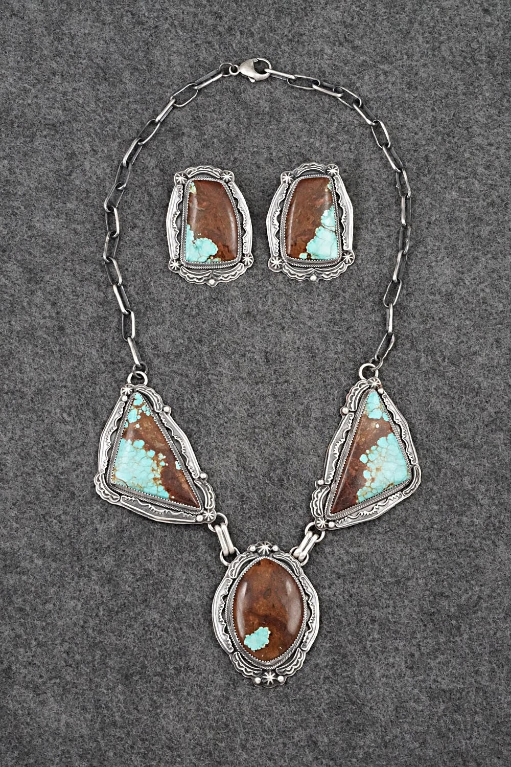 Turquoise & Sterling Silver Necklace and Earrings Set - Randy Boyd