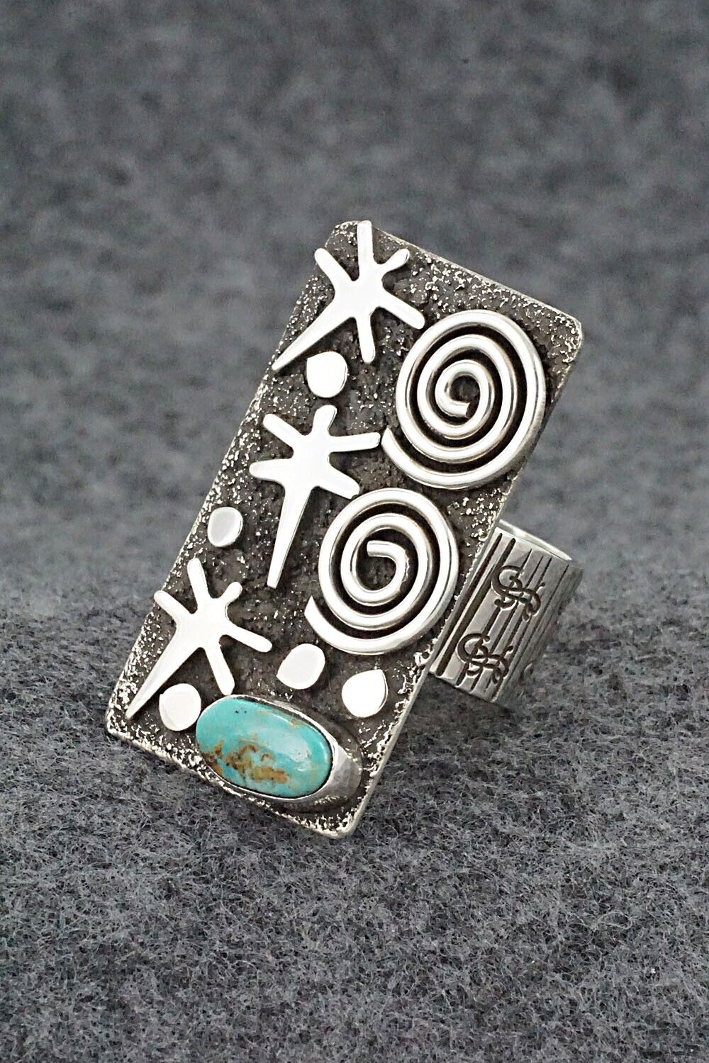 Turquoise & Sterling Silver Ring - Alex Sanchez - Size 7.5