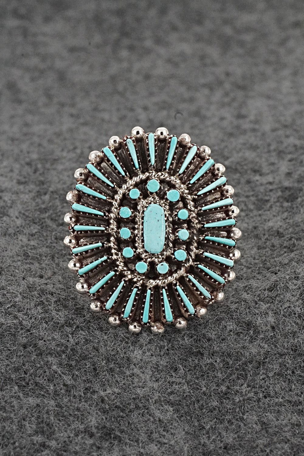 Turquoise & Sterling Silver Ring - Shirley Lahi - Size 8.75