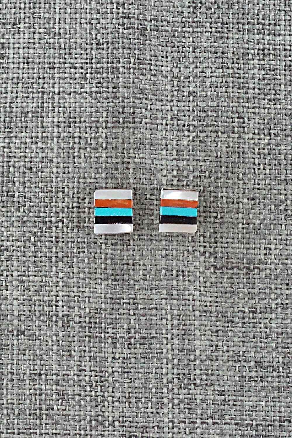 Multi-Stone & Sterling Silver Inlay Earrings - Preston Walela