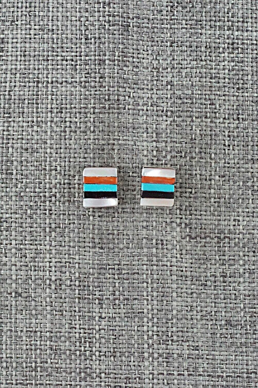 Multi-Stone & Sterling Silver Inlay Earrings - Preston Walela