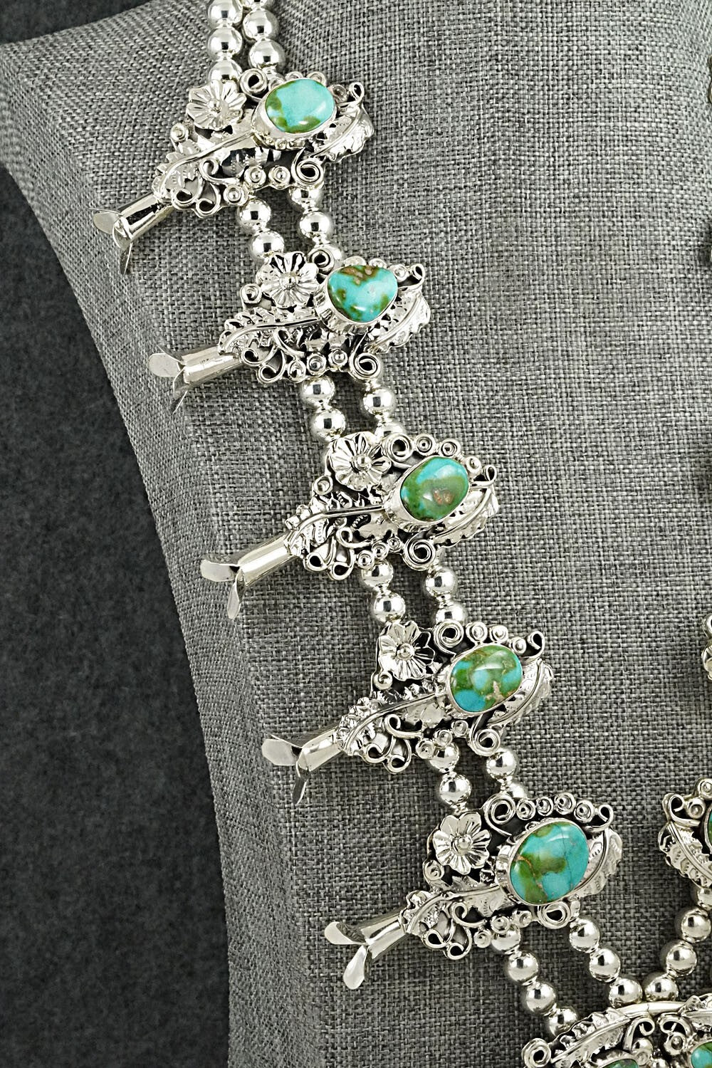 Turquoise & Sterling Silver Squash Blossom Set - Harry B. Yazzie