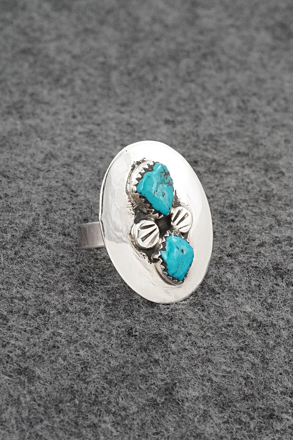 Turquoise & Sterling Silver Ring - Priscilla Reeder - Size 7.5