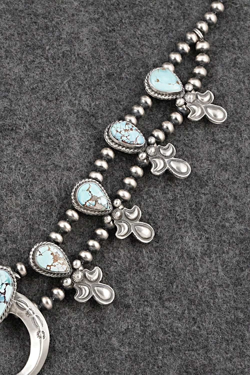 Turquoise & Sterling Silver Squash Blossom Set - Matthew Gordon