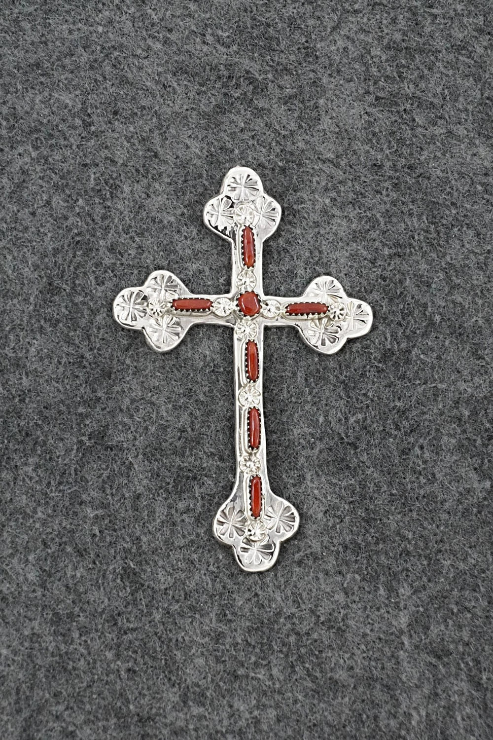 Coral & Sterling Silver Pendant - Murray Hannaweeka