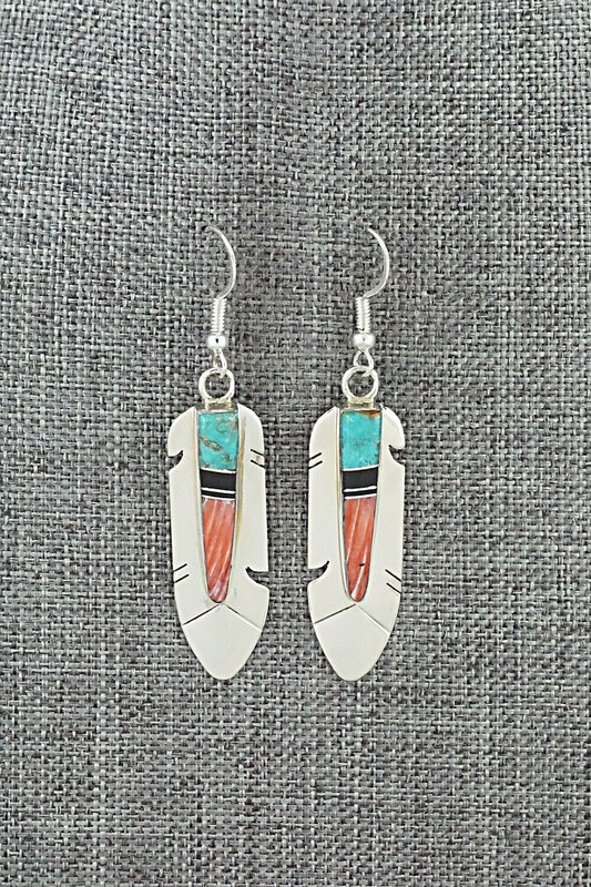 Multi-Stone & Sterling Silver Inlay Earrings - Marilyn Yazzie