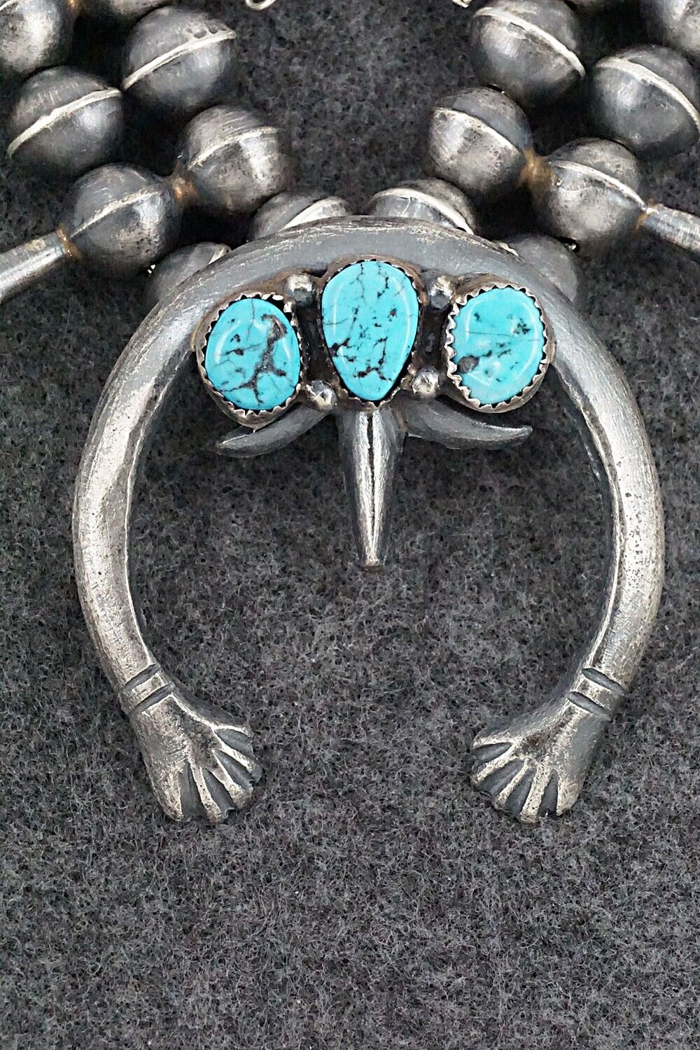 Turquoise & Sterling Silver Squash Blossom Set - Gilbert Martin