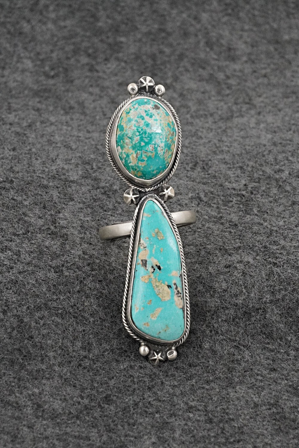Turquoise & Sterling Silver Ring - Randy Billy - Size 8 Adj.