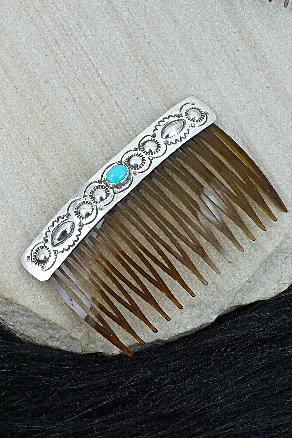 Turquoise & Sterling Silver Hair Combs - Jennie Blackgoat